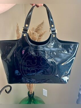 Tory Burch Blue Patent Tote